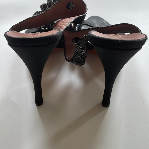 Alaia Black Cut Out Ankle Closure Open Toe Stiletto Heels - Picture 9 of 10
